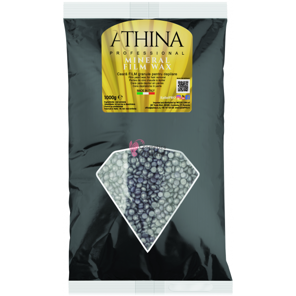 Ceara epilat traditionala elastica film tip granule argintie ATHINA MINERAL 1kg, art 920.212 / 1690